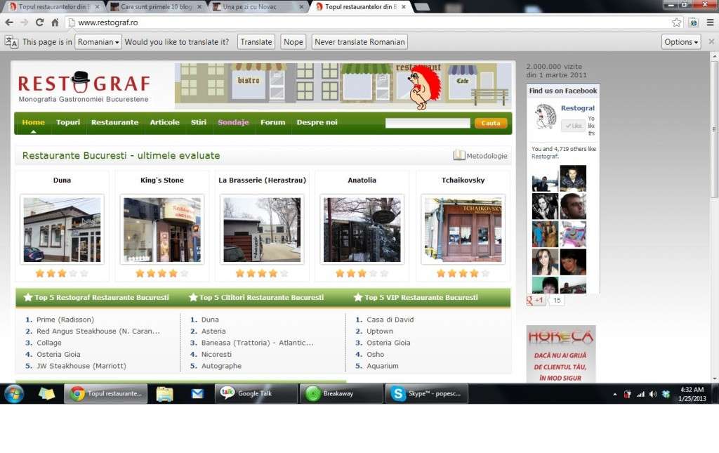 Am trecut si de 2,000,000 de vizite pe Restograf