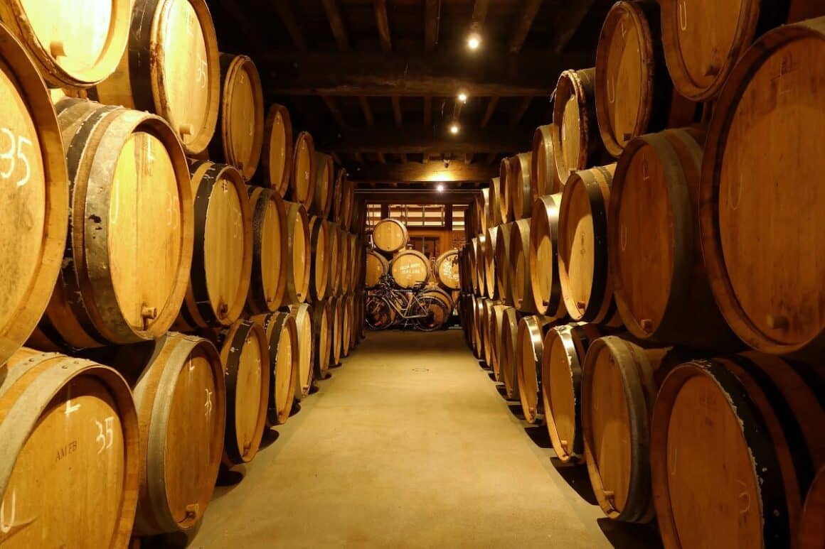 pivnita pline de butoaie cu bere la Brasserie Cantillon