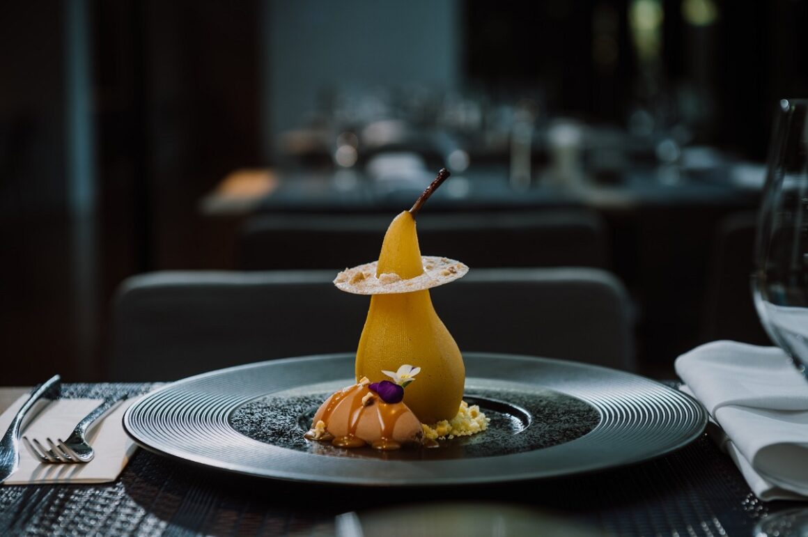 Poached Pear Hula Hoop, Privo Restaurant