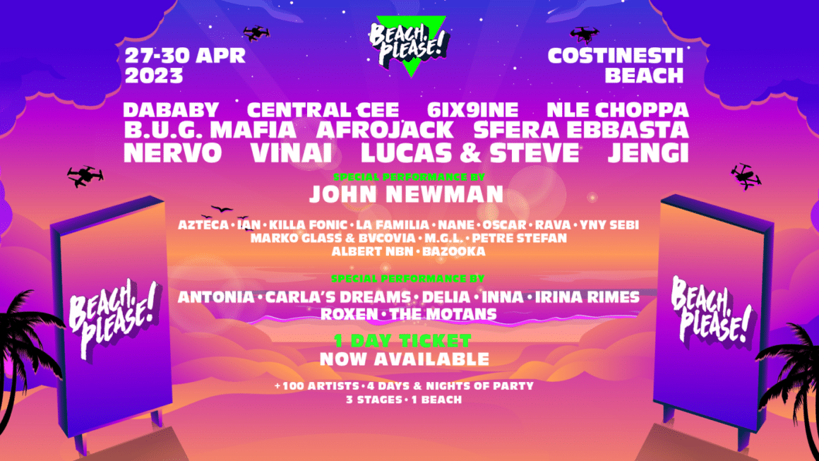 afisul festivalului Beach Please Costinesti 2023, de 1 Mai la mare
