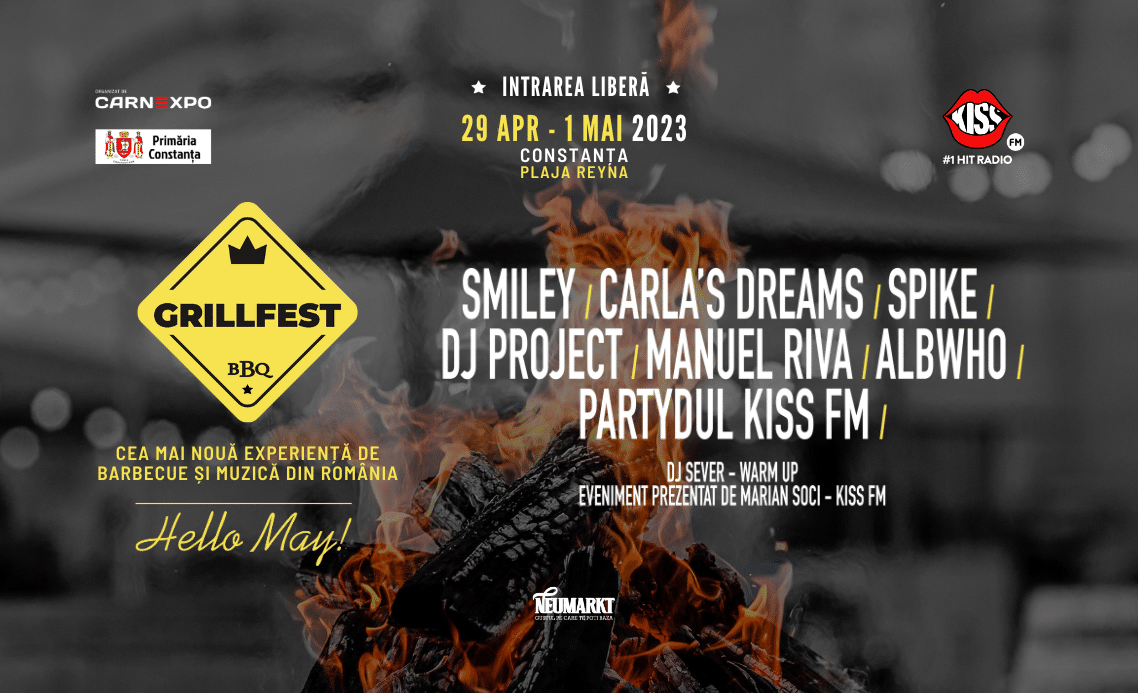 Afisul festivalului Grill Fest Hello May Constanta, 2023, care are loc de 1 Mai la mare