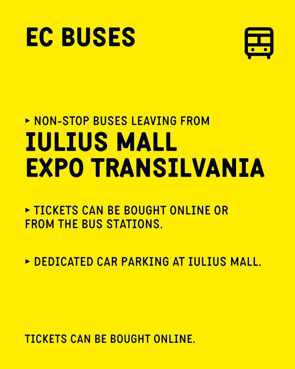 afis optiuni de transport cu autobuzul la Electric Castle 2023