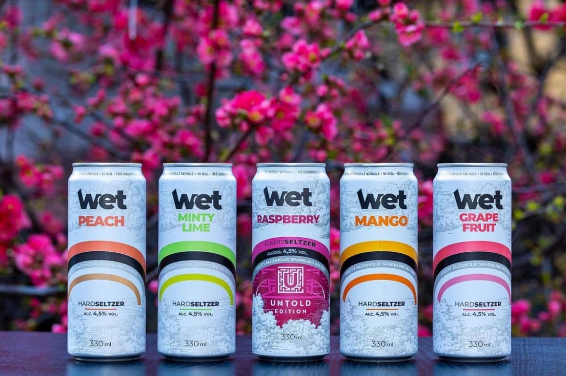 doze de Wet Hard Seltzer cu diverse arome.