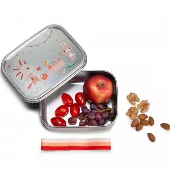 cutiuța de mâncare din otel inoxidabil, cu fructe si nuci. Cutii de prânz 
