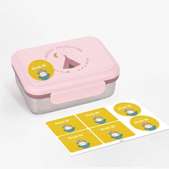 cutiuța de mîncare din otel, personalizabila cu stickere. Cutii de prânz 