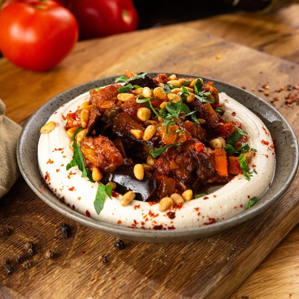 labneh cu caponata de vinete