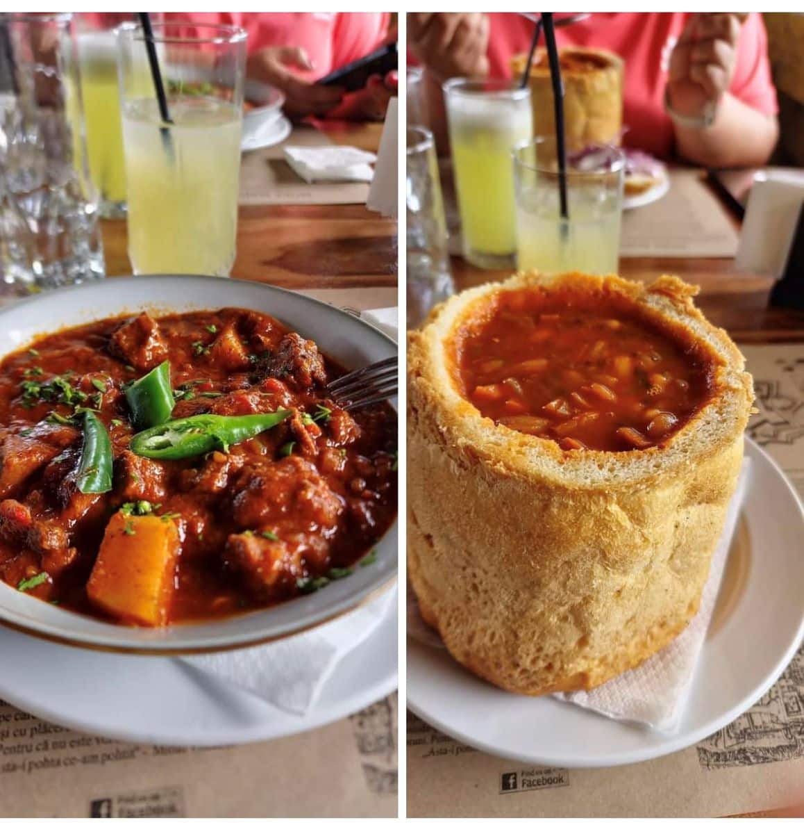 două porții generoase de mâncare tradițională românească servite intr-un restaurant din alba iulia