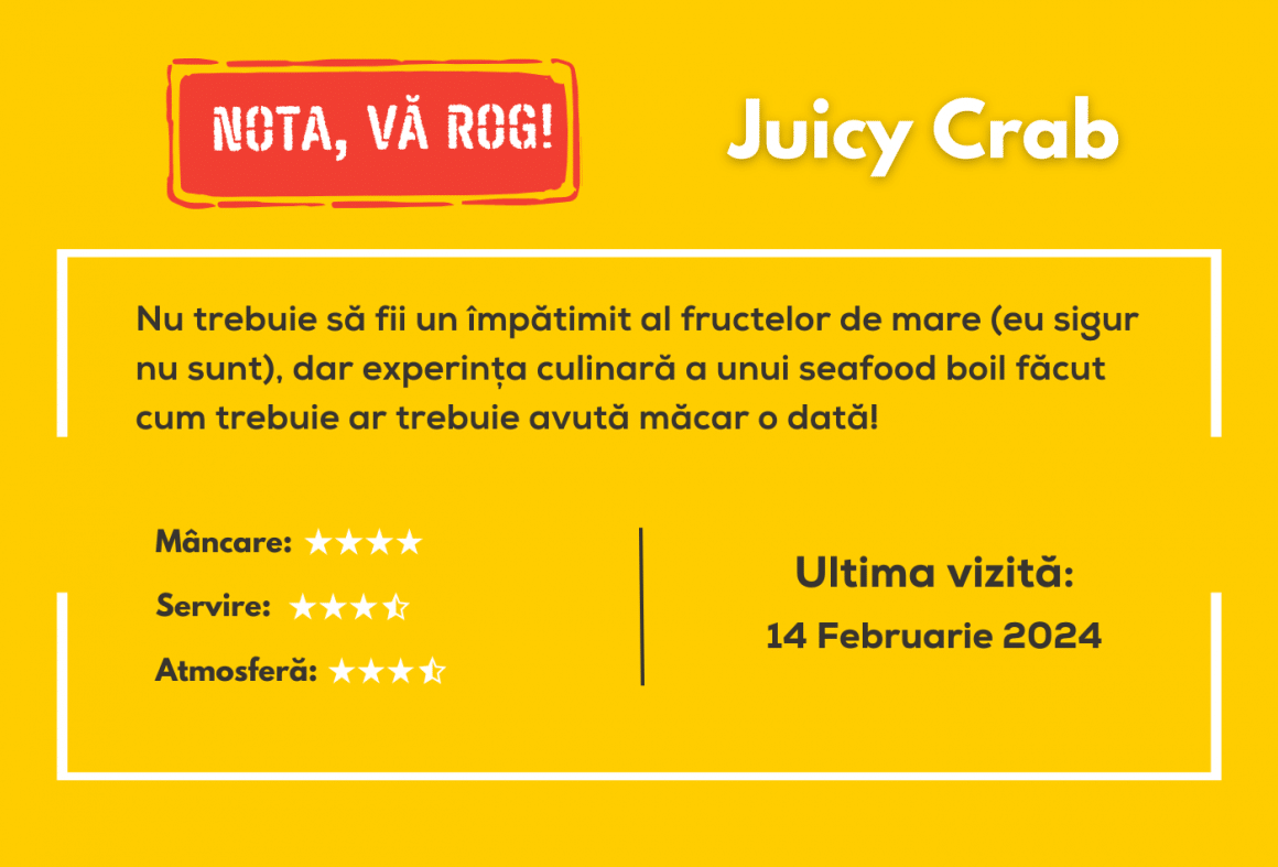 nota finala la recenzia de la Juicy Crab