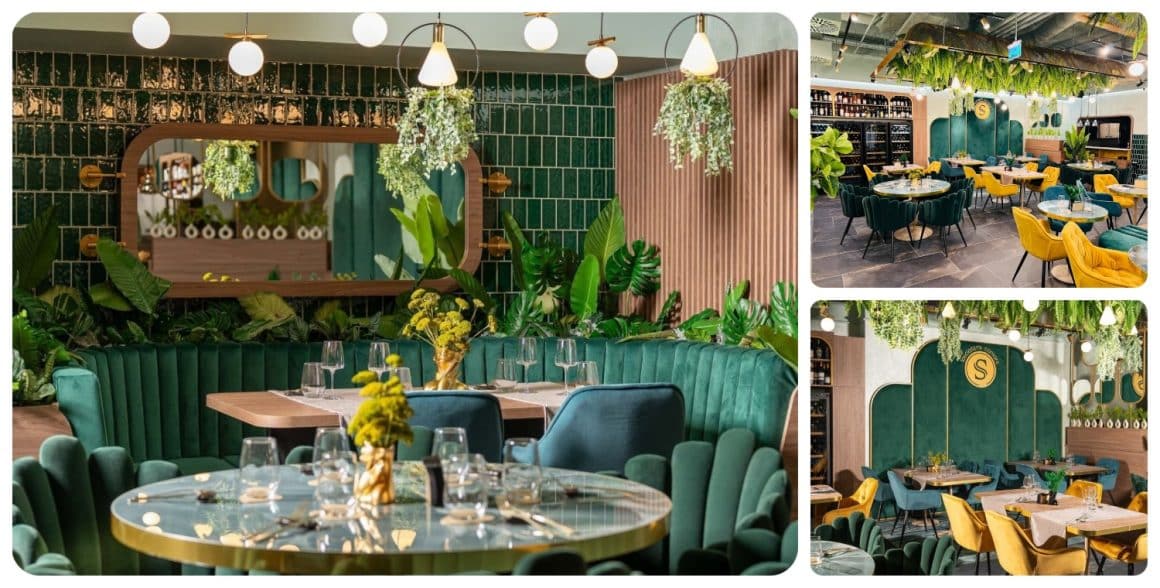 colaj foto cu mai multe imagini din interiorul restaurantului Schiccheria Rosetti