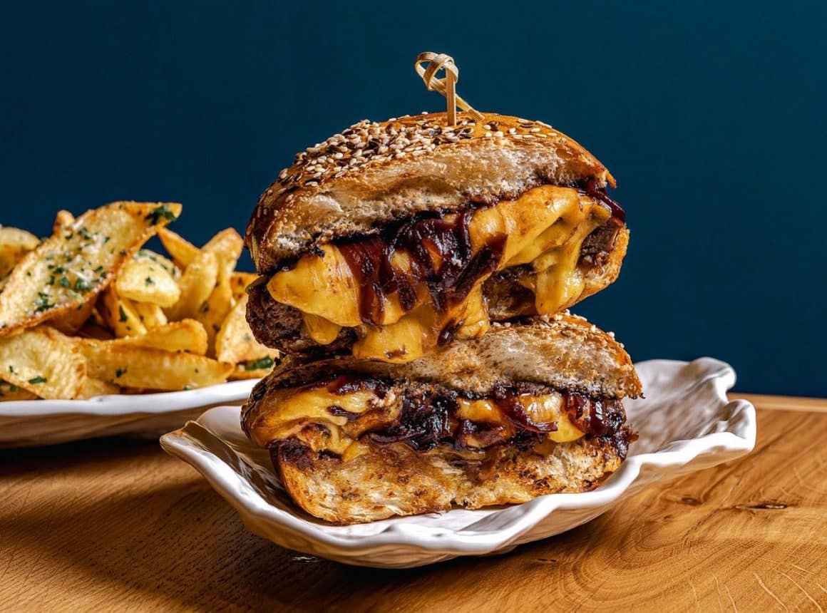 burger cu branza cheddar de la Vacamuuu