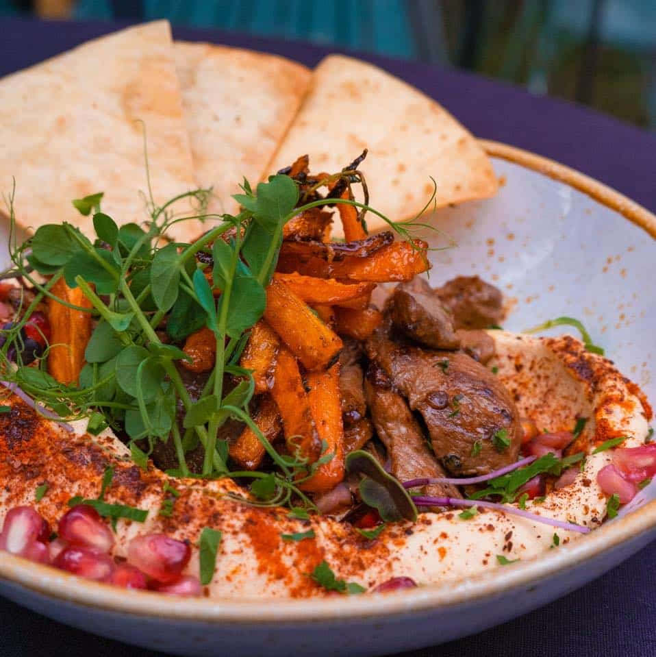 New Zeeland lamb with home-made hummus. Krud Iași