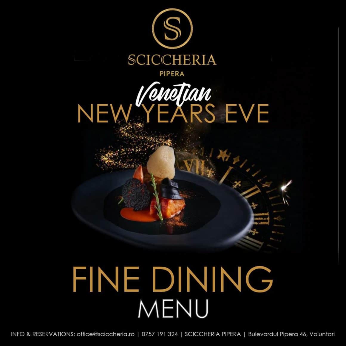 un afiș pentru petrecerea de Revelion de la Sciccheria București. Oferte de revelion de la restaurante