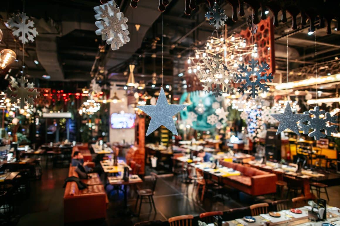 imagine din restaurantul Biutiful, decorat festiv pentru petrecerea de Anul nou. Oferte de Revelion de la Restaurante